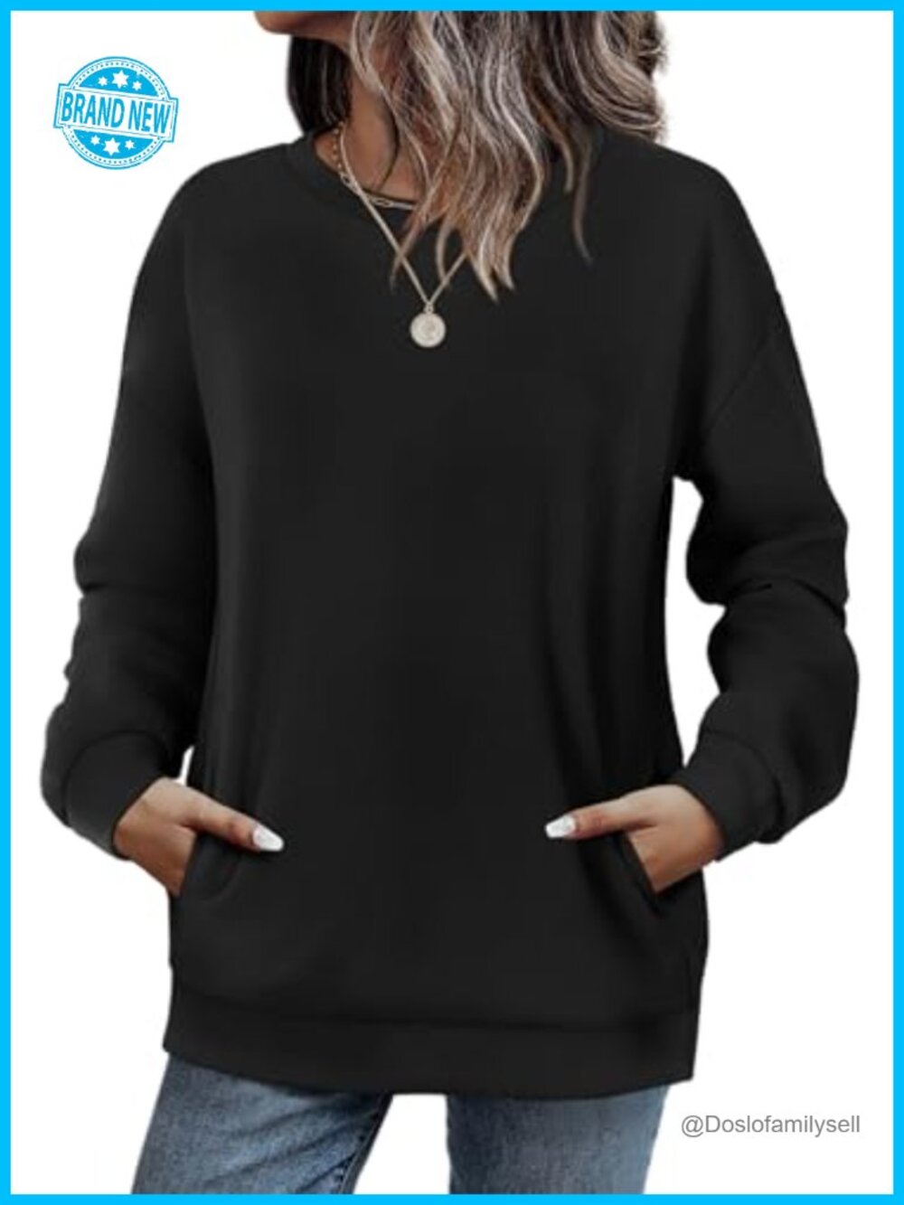 Womens Crewneck Sweatshirt Long Sleeve Pullover with Pockets